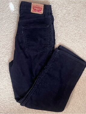 Levi's Women's Ribcage Straight Ankle Black Corduroy Jean